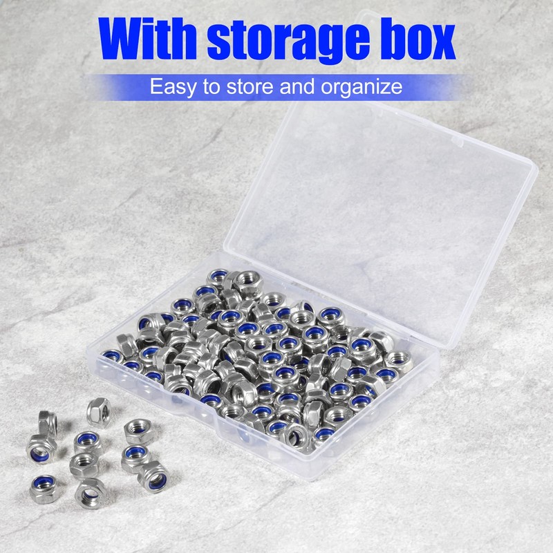 SPEEDWOX 100 PCS M6 x 1mm Nylon Insert Nuts Locknuts,