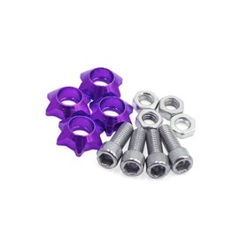 TUCKBOLD 4Pcs Purple Metal 6mm Thread Motorcycle Hexagon License Plate Bolts Screws Automotive Parts