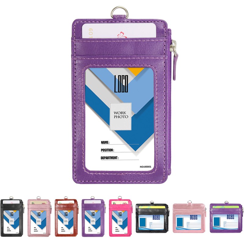 Wisdompro IDカードホルダー 縦型 両面 ネームホルダー 首掛け 社員証/名札ケース 定期入れ パスケース 小銭入れ
