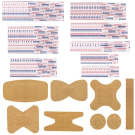 100uds Curitas para Heridas de Varios Tamaños, 8 Formas Curitas Transpirables Elásticos y No Tejidos para Primeros Auxilios Raspaduras Heridas
