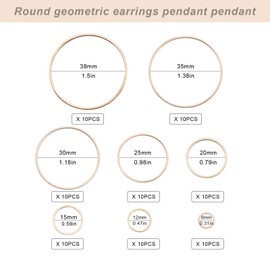 Pack of 80 Earring Frames Stainless Steel Hollow Charm Pendant Geometric Charms Hollow Frame Pendant with 8 Sizes Golden Bezel Pendant for DIY Jewellery Making Accessories, Stainless Steel, Without