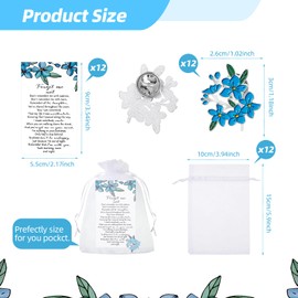 Forget-me-not Memorial Pins Bulk Celebration of Life Funeral Favors Includes Forget Me Not Flower Lapel Pin Brooches Memorial Poem Cards Organza Bags Memorial Gift for Loved Ones