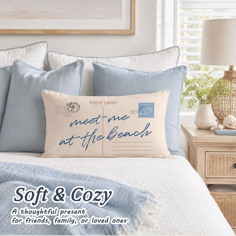 Coastal Pillow Cover 12x20, Beach House Decor，Coastal Room Decor,