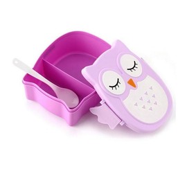 Bento Box Para Niños, Fiambrera Cajas Bento1050 Ml, Con Diseño De Búhos De Dibujos Animados, Sin BPA, Bonito Y Simple Para Niños, Contenedor De Comida Para Escuela Y Viajes (Morado)