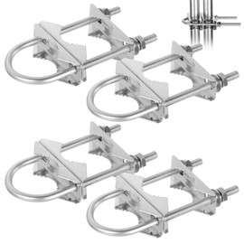 4 Pcs Double Antenna Mast Clamp, 5.9 in U Bolt Antenna Mount, Galvanized Iron Mast to Mast Mount, Heavy Duty U-Bolt Bracket Kit, Fits 0.98-2.0 in Pole