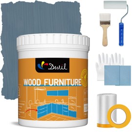 DWIL Acrylic Wood Paint for Furniture - Semi-Gloss Paint Suitable for Wood Surface Renovation, Water-Based All match Paint, Non-Toxic & Odorless, Eco-Friendly & Healthy (32OZ, Grey Blue)