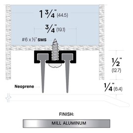 Mortised Door Sweep with Double Silicone Lip in Mill Aluminum (7183MA), SMS #6 x 1/2'' supplied (36'' L x .75'' W x .75'' H)