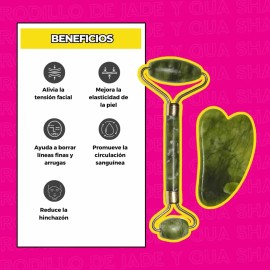 Rodillo De Jade Y Gua Sha Espátula Jade Facial En Caja