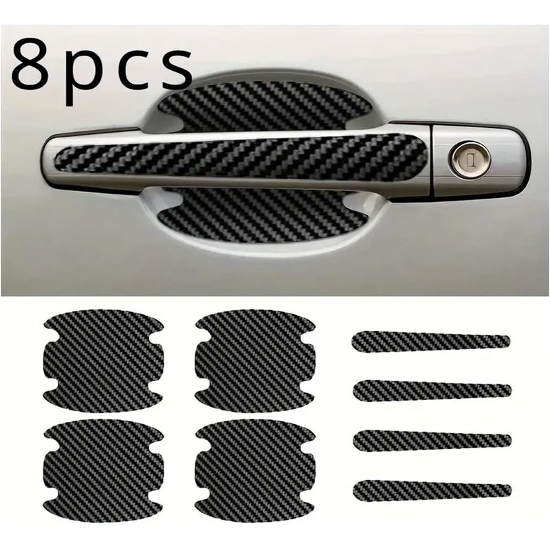 Protector Manija Vinil Fibra Carbono Auto Universal 8pzs