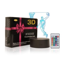 3D Illusion LED Night Light,16 Colors Gradual Changing Touch Switch USB Table Lamp or Home Decorations (Remote Control，Basketball Light