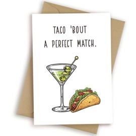 HEALSLA Funny Engagement Crads for Couples Newly Engaged, Naughty Wedding Shower Card for Bride and Groom, Humorous Engagement Card for Friends, Taco 'Bout A Perfect Match