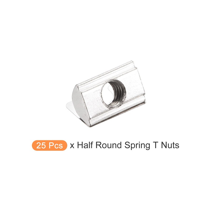 METALLIXITY Roll-In Spring T Nuts M8x20mm 25pcs Carbon Steel Spring