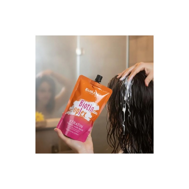 EcoLchi Biotin Oplex Mascarilla Capilar con Keratina, Tratamiento Reparación Intensiva,