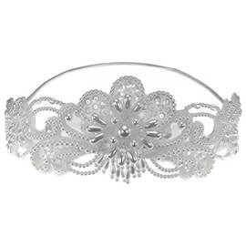 Elegant Lace Appliques Bridal Crown Adorned with Lustrous Pearls, Faux Crystal Beads and Sequins for Wedding or Other Special Events #882B0 (Ivory)