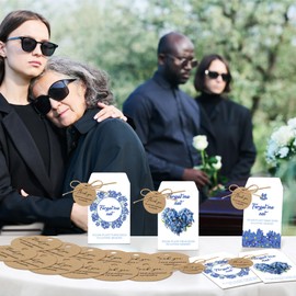MotiMind 100 Pack Forget Me Not Seeds Packets Funeral Celebration of Life Favors Set Include Memorial Seed Packets Paper Storage Envelopes Thank You Tags for Funeral Favor Loss of Loved One, No Seeds
