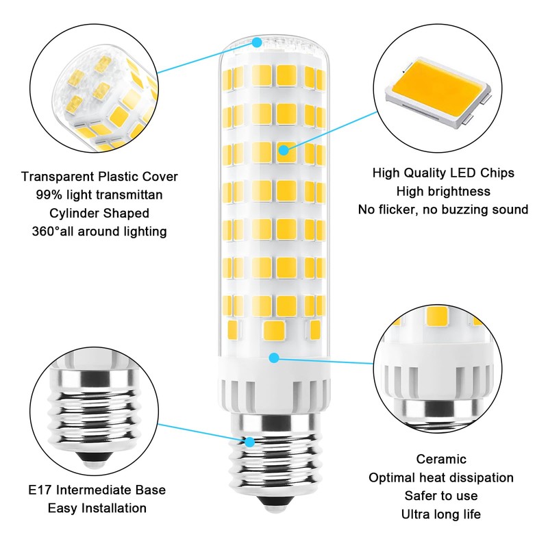 TAIYALOO E17 LED Bulb Dimmable, 10W Microwave Oven Bulb, Warm