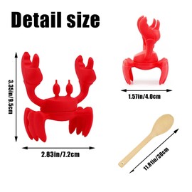 Red Crab Spoon Holder Rest,with one Bamboo Spoon,2-in-1 - Steam Releaser, Heat-Resistant Spoon Holder for Stovetop, Spatula Holder and Cooking Spoon Holder for Stovetop and Counter