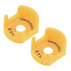 uxcell 22mm Push Switch Button Protective Cover With Emergency Stop Warning Circle Yellow 2pcs
