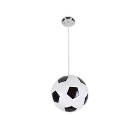 LOTREE 7.8" Glass Globe Pendant Light Fixtures: Black and White Football Glass Soccer Pendant Hanging Lamp for Children's Room