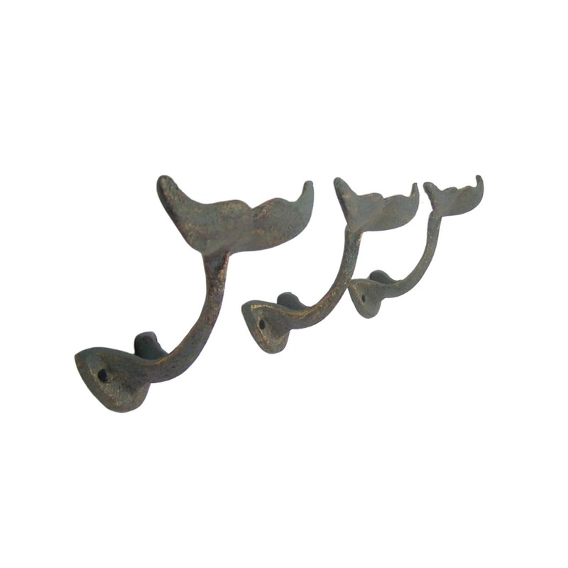 Wowser Green Whale Tail Cast Iron Wall Hook, 4 3/4