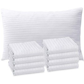 Sirenpho 8 PCS Satin Stripe Pillow Protectors Covers, Anti Dust Mite, Anti-Allergy Hotel Quality Zippered Pillow Case, Pillow not Included, 50x75cm