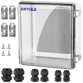 XINYIELE Waterproof Outdoor Project ABS Plastic Junction Box IP67 Weatherproof Dustproof Enclosure with Hinged Cover, Mounting Plate,Wall Brackets for Power Project (Clear, 11.8"x11.8"x7.1")