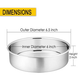 P&P CHEF P&P CHEF Cake Pan Set of 2, Stainless Steel Round Baking Layer Cake Pans, Non Toxic & Healthy, Leak-proof & Easy Clean, Mirror Finish & Easy Releasing, Oven & Dishwasher Safe, 6 Inch