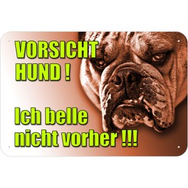 Dangerous Biting Dog Caution Sign Made of Aluminium Composite Material 3 mm Thick 30 x 45 cm