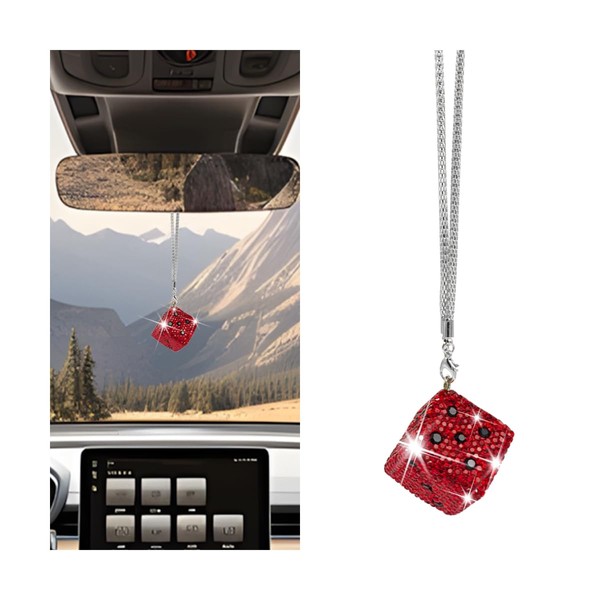 HZEL Bling Car Rear View Mirror Pendant, Creative Rhinestone Vehicle