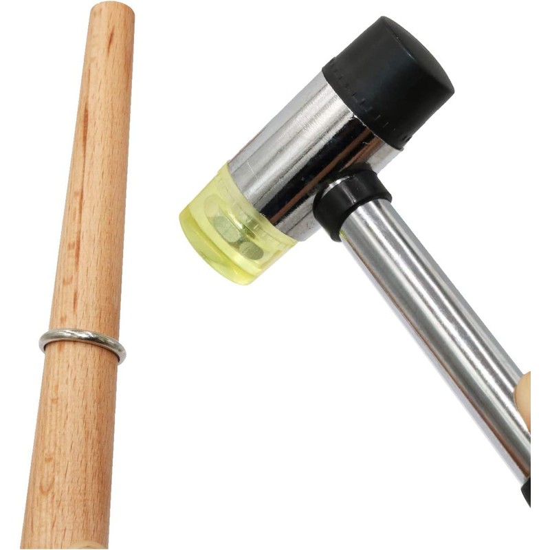 Jewelers Rubber Hammer Mallet with Wood Ring Mandrel Sizer Sizing