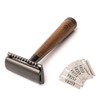 ANYMALE® Safety Razor Made of Walnut Wood - Includes 5
