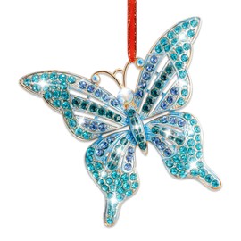 JUESMOS Blue Butterfly Christmas Ornament 2024 Metal Monarch Butterfly Ornaments for Christmas Tree Butterfly Keepsake Gifts for Women Girls Sister Butterflies Ornaments