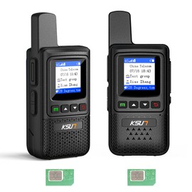 KSUN Global POC Walkie Talkie with Data Cards, Long Range Communication 4G Network Radio, Type-C Charging, Portable & Rechargeable for Hiking Camping, No Monthly Fees, 2-Pack (CT1Plus)
