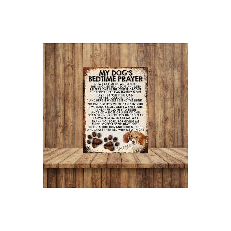 MY DOG'S BEDTIME PRAYER RETRO STYLE METAL TIN SIGN/PLAQUE (BEAGLE)