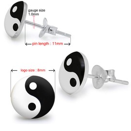 MONSTER PIERCING Yin Yang Logo Picture 925 Sterling Silver Stud Earring