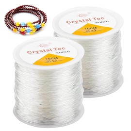 Elastic Stretch Cord, 2 Rolls of 1.2 mm Transparent Jewellery Thread, Elastic Jewellery Thread, Bead Cord for Bracelets, Rubber Bands, Nylon Thread for Bead Jewellery, Bracelets, Crafts (200 Metres)