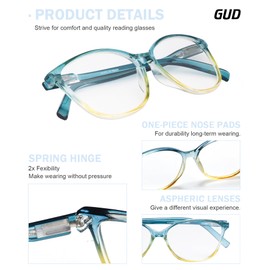 GUD Large Reading Glasses Women 5 Pairs Ladies Readers Cat-eye Eyeglasses Reading (5 pairs mix)