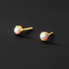 Silver 925 Silver Earrings, Gold, 18K Coating, Opal, Small, Mini