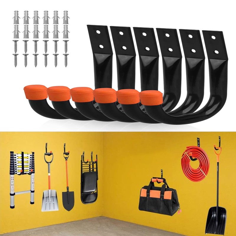AnaTI Pack of 6 Garage Wall Hooks, Heavy Duty Storage