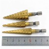 Meichoon HSS Step Drill Bit Set 3 Pcs 3-12mm/4-12mm/4-20mm, Titanium