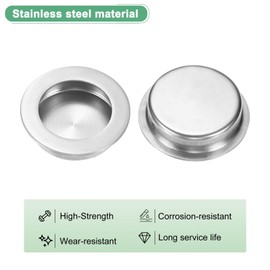 M METERXITY 4-Pack Recessed Finger Pulls, 2.36 Inch / 60mm Stainless Steel Sliding Closet Door Handles for Barn/Pocket Door, Round Flush Pulls Handles
