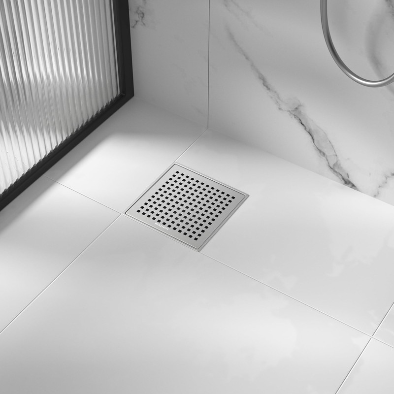 Bernkot Square Shower Drain 6", 304 Stainless Steel Floor Drain