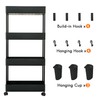 JAKAGO 4-Tier Utility Rolling Storage Cart Slim Mobile Shelves on