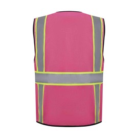 3C Products SV2570 Deluxe Ultra Cool Mesh Safety Vest, 2” Reflective w/Yellow Binding, Zipper, 9 Pockets, Hot Pink (3XL)