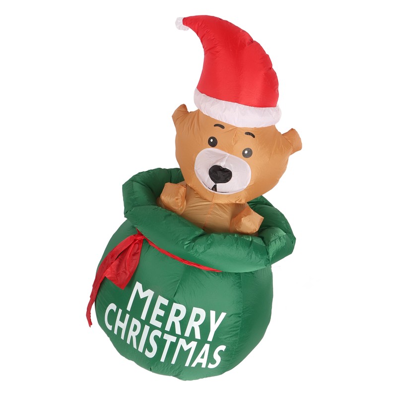1.5m Christmas Inflatable Lovely Bear in Gift Bag with LED