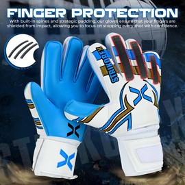 StrikoreX Aqua Goalie Gloves for Kids & Youth with 4mm Latex Palm, Strong Grip Adults & Boys Soccer Football Gloves with Fingers Save (9)