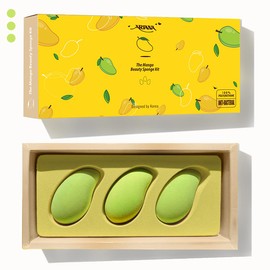 ARIANA THE MANGO BEAUTY SPONGE KIT - YELLOW MANGO SPONGE 3PCS - MANGO SHAPE BEAUTY BLENDER / COSMETIC SPONGE / BLENDING SPONGE / FOUNDATION SPONGE