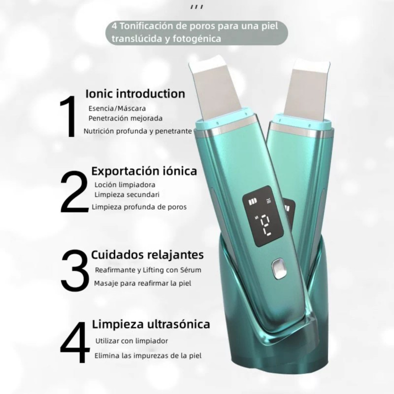 Burkey Limpiador Ultrasónico Portatil Skin Scrubber Limpieza Facial