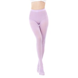 CozyWow Women's 80 Denier Solid Color Soft Opaque Footed Tights lavender xs