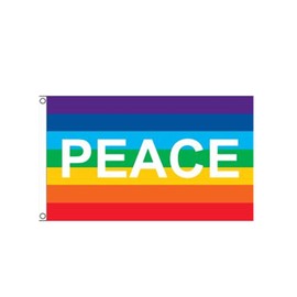 Stormflag Rainbow PEACE Flags 3x5ft(90cmx150cm) Polyester with Two Eyelets and Double Stitched